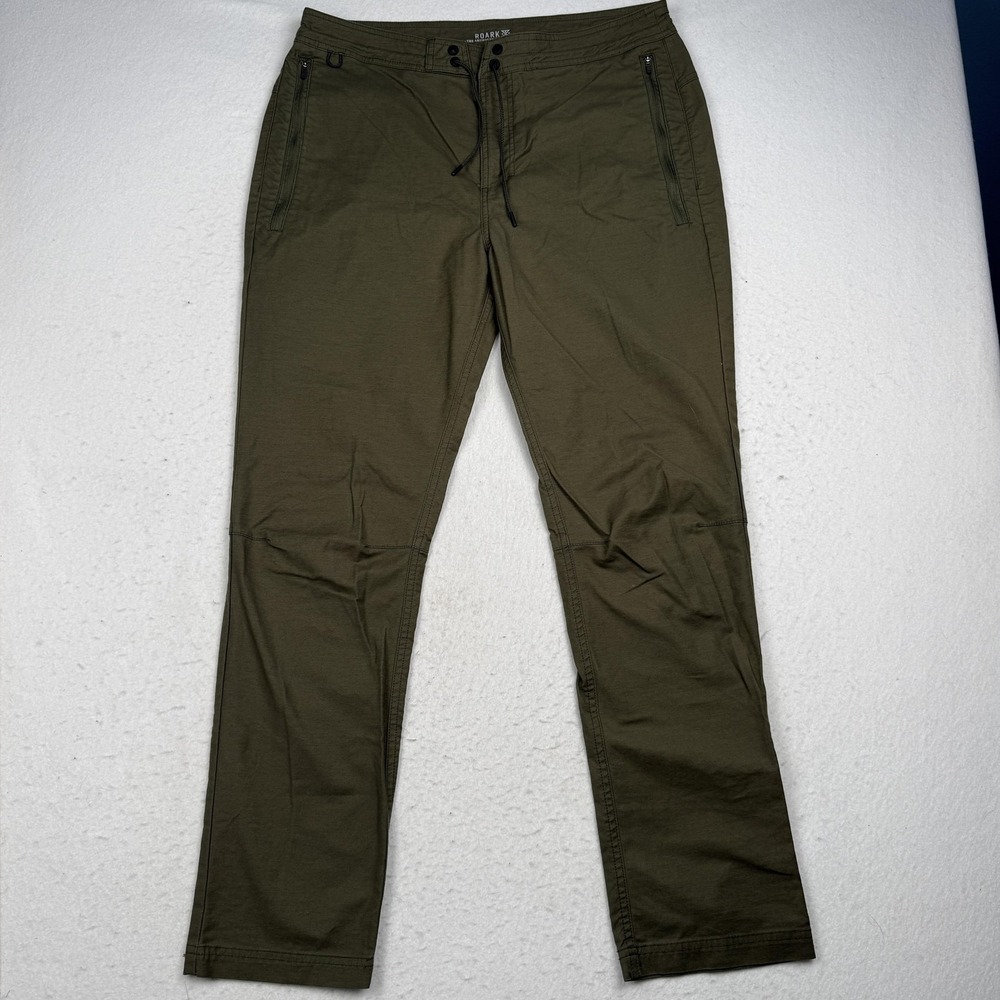 Roark Pants Mens 34x29 Green Stretch Chino Drawstring Travel Casual RP274